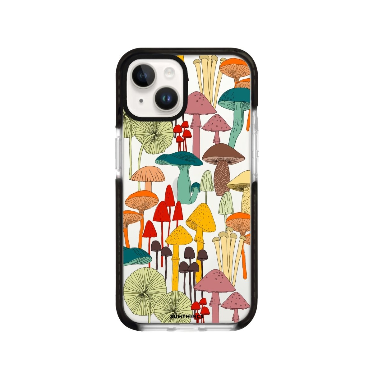 iPhone 14 Plus Mushrooms Procase Şeffaf Telefon Kılıfı Siyah Şeffaf - SUMTHINCS
