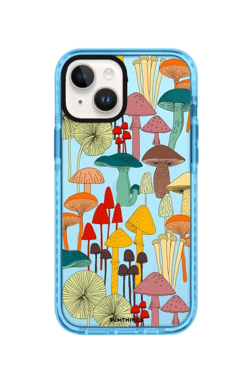 iPhone 14 Plus Mushrooms Procase Şeffaf Telefon Kılıfı Mavi - SUMTHINCS