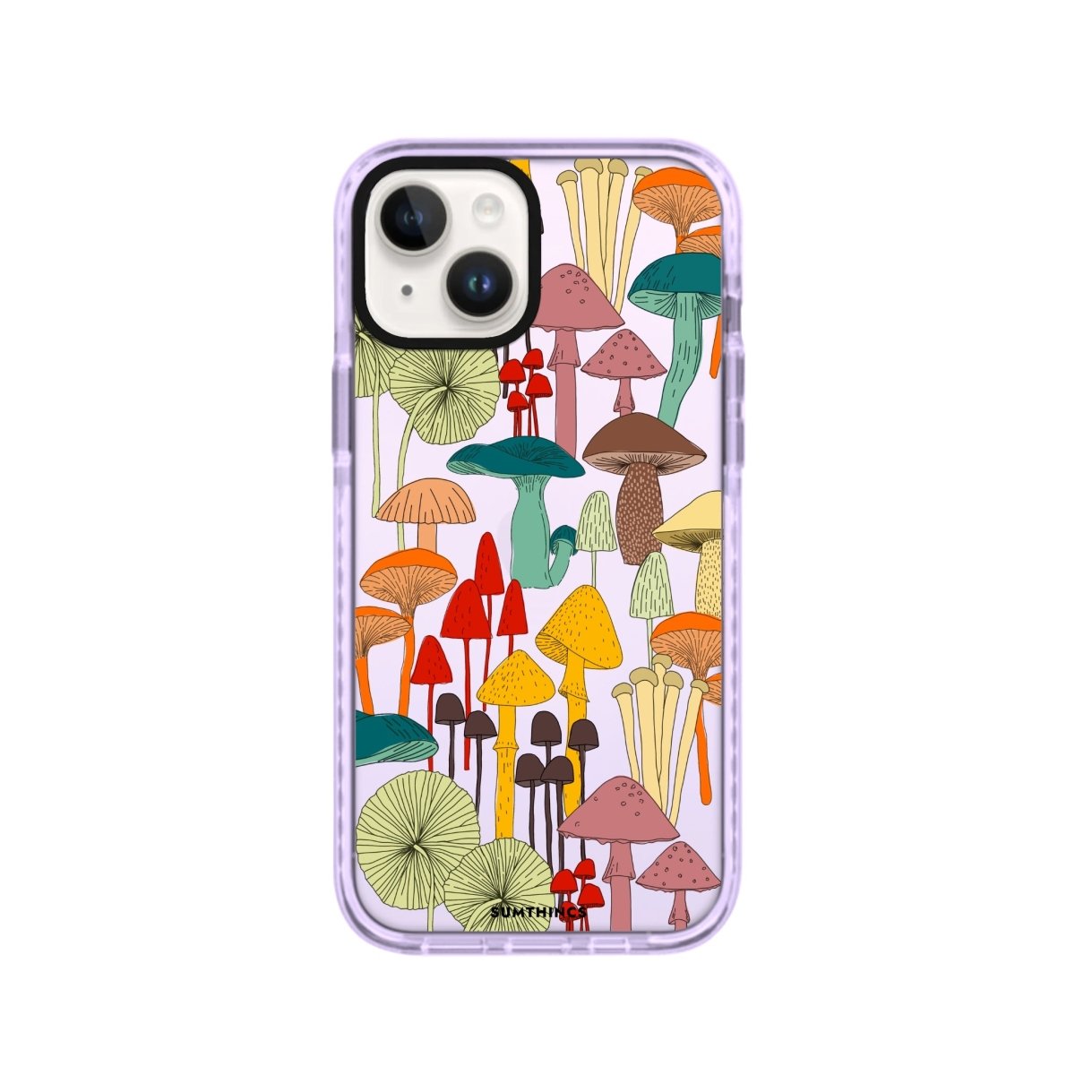 iPhone 14 Plus Mushrooms Procase Şeffaf Telefon Kılıfı Lila - SUMTHINCS