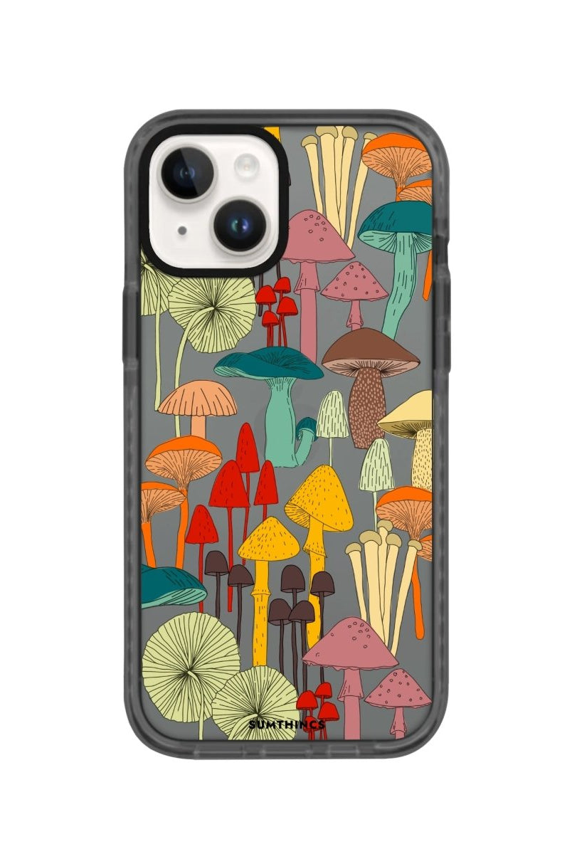 iPhone 14 Plus Mushrooms Procase Şeffaf Telefon Kılıfı Antrasit - SUMTHINCS