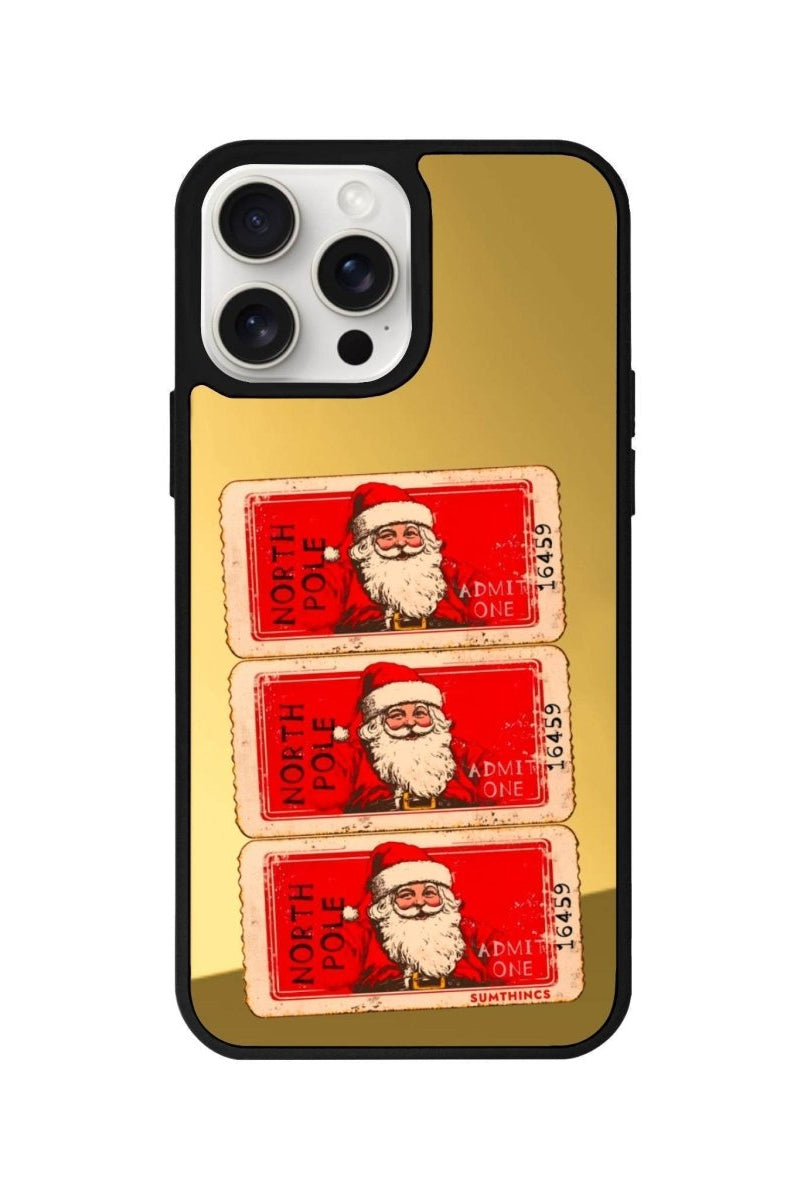 iPhone 14 Plus Northpole Ticket Mirror Aynalı Telefon Kılıfı Altın - SUMTHINCS