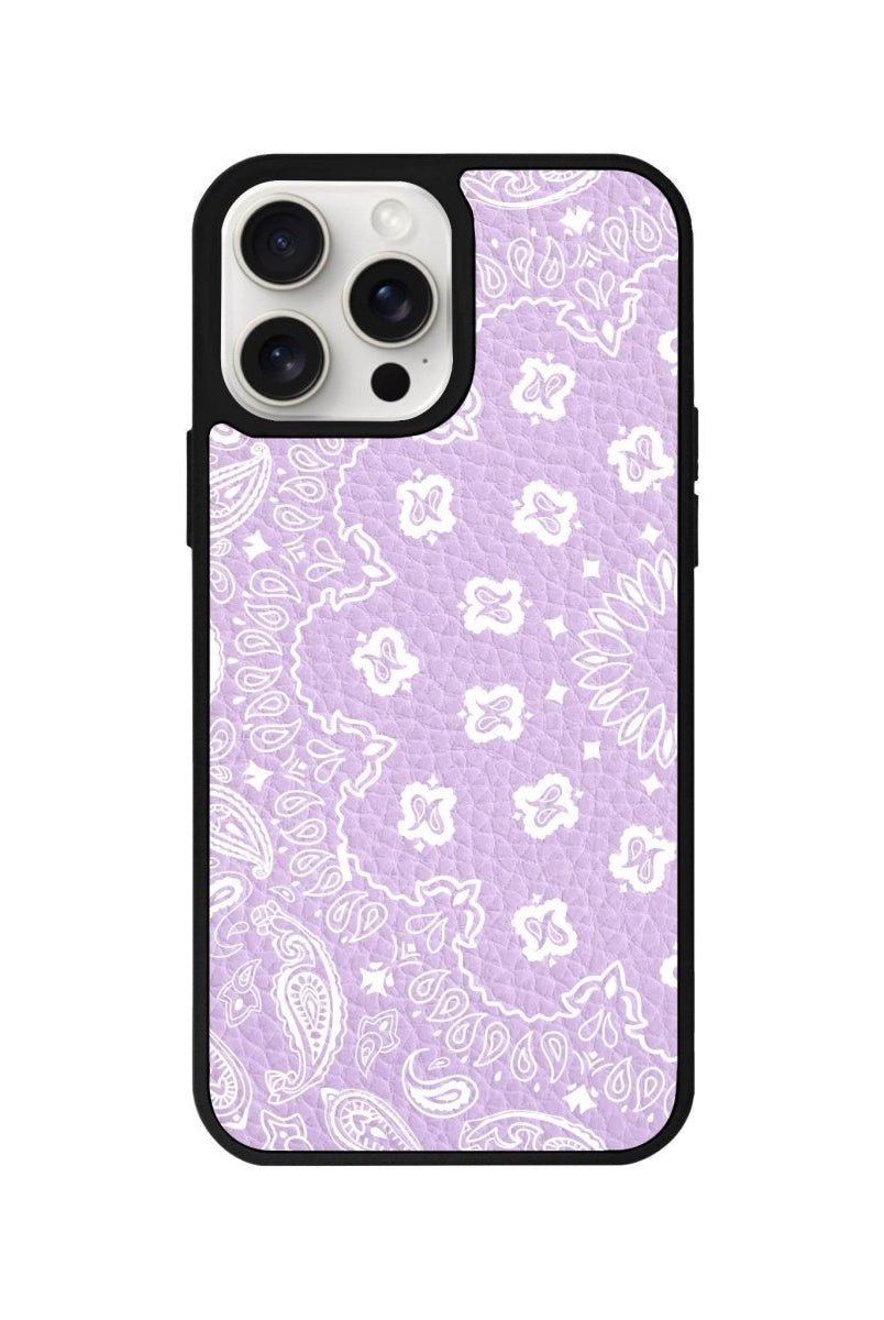 iPhone 14 Plus Paisley Leather Vegan Deri Telefon Kılıfı Lila - SUMTHINCS