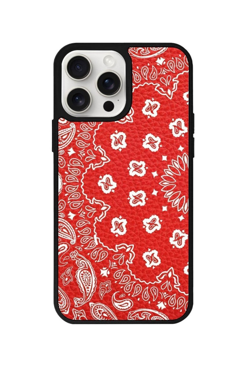 iPhone 14 Plus Paisley Leather Vegan Deri Telefon Kılıfı Siyah - SUMTHINCS
