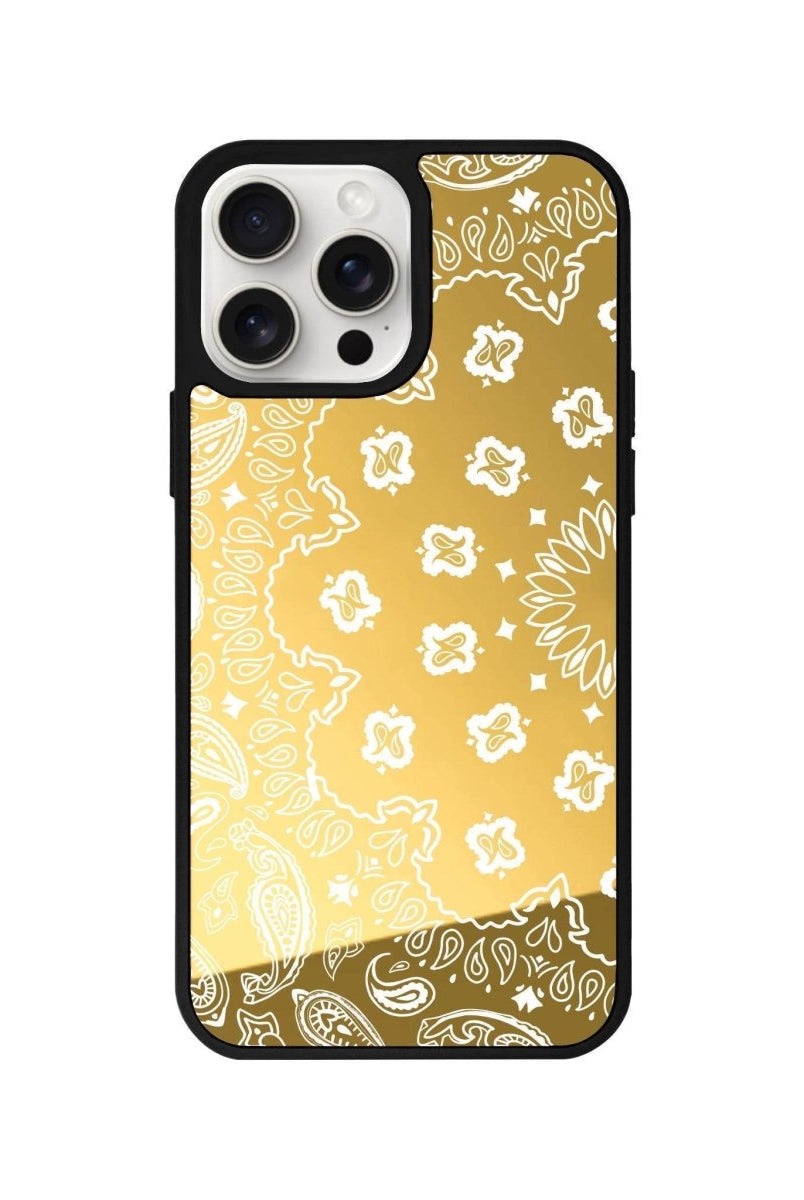 iPhone 14 Plus Paisley Mirror Aynalı Telefon Kılıfı Altın - SUMTHINCS