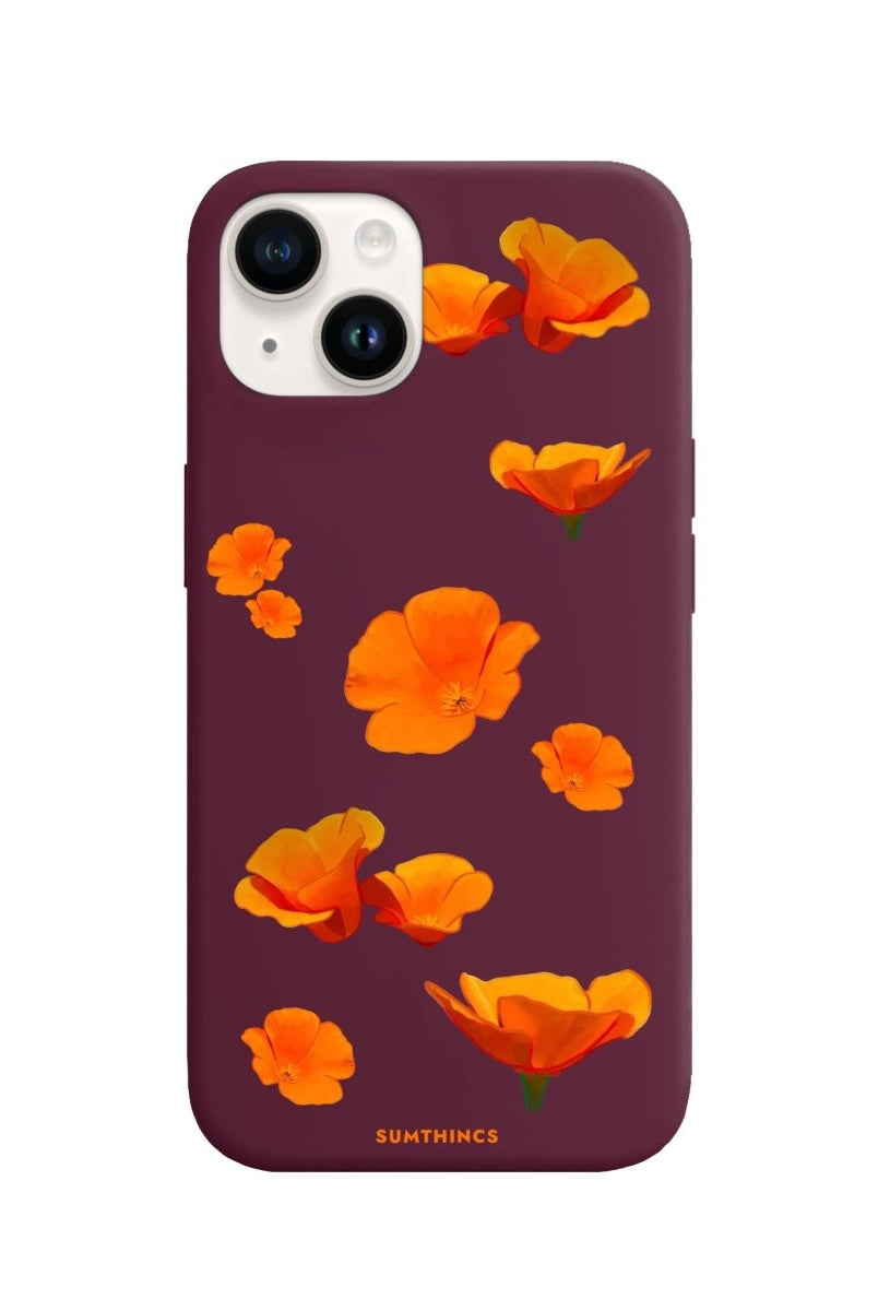 iPhone 14 Plus Poppies Premium Telefon Kılıfı Bordo - SUMTHINCS