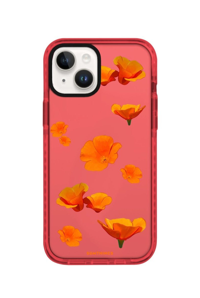 iPhone 14 Plus Poppies Procase Şeffaf Telefon Kılıfı Kırmızı - SUMTHINCS