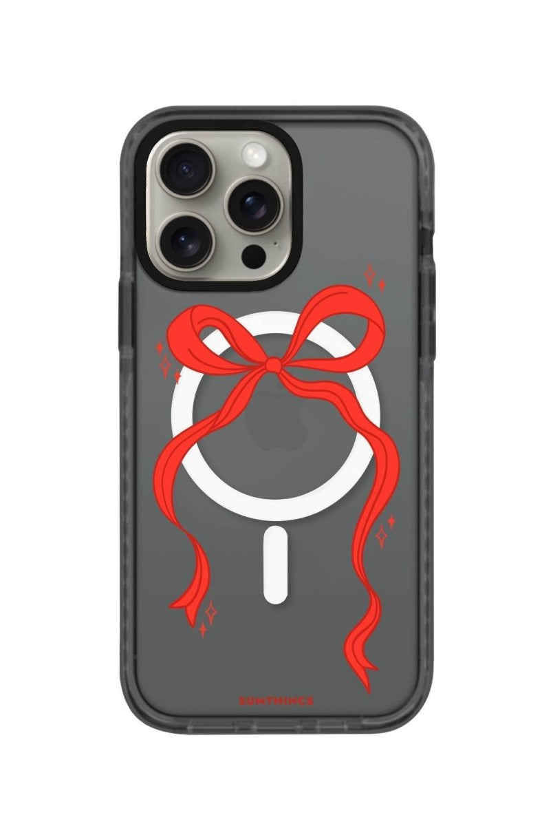 iPhone 14 Plus Red Bow Magsafe Procase Şeffaf Telefon Kılıfı Antrasit - SUMTHINCS