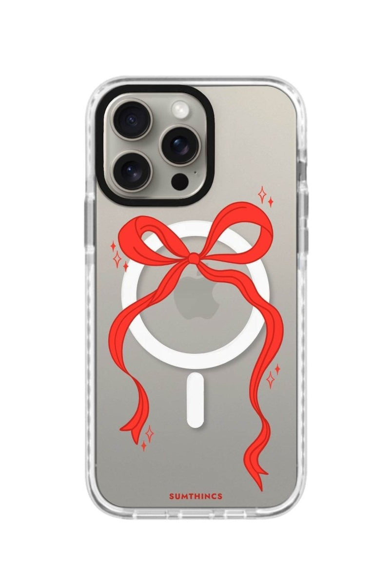 iPhone 14 Plus Red Bow Magsafe Procase Şeffaf Telefon Kılıfı Beyaz Şeffaf - SUMTHINCS
