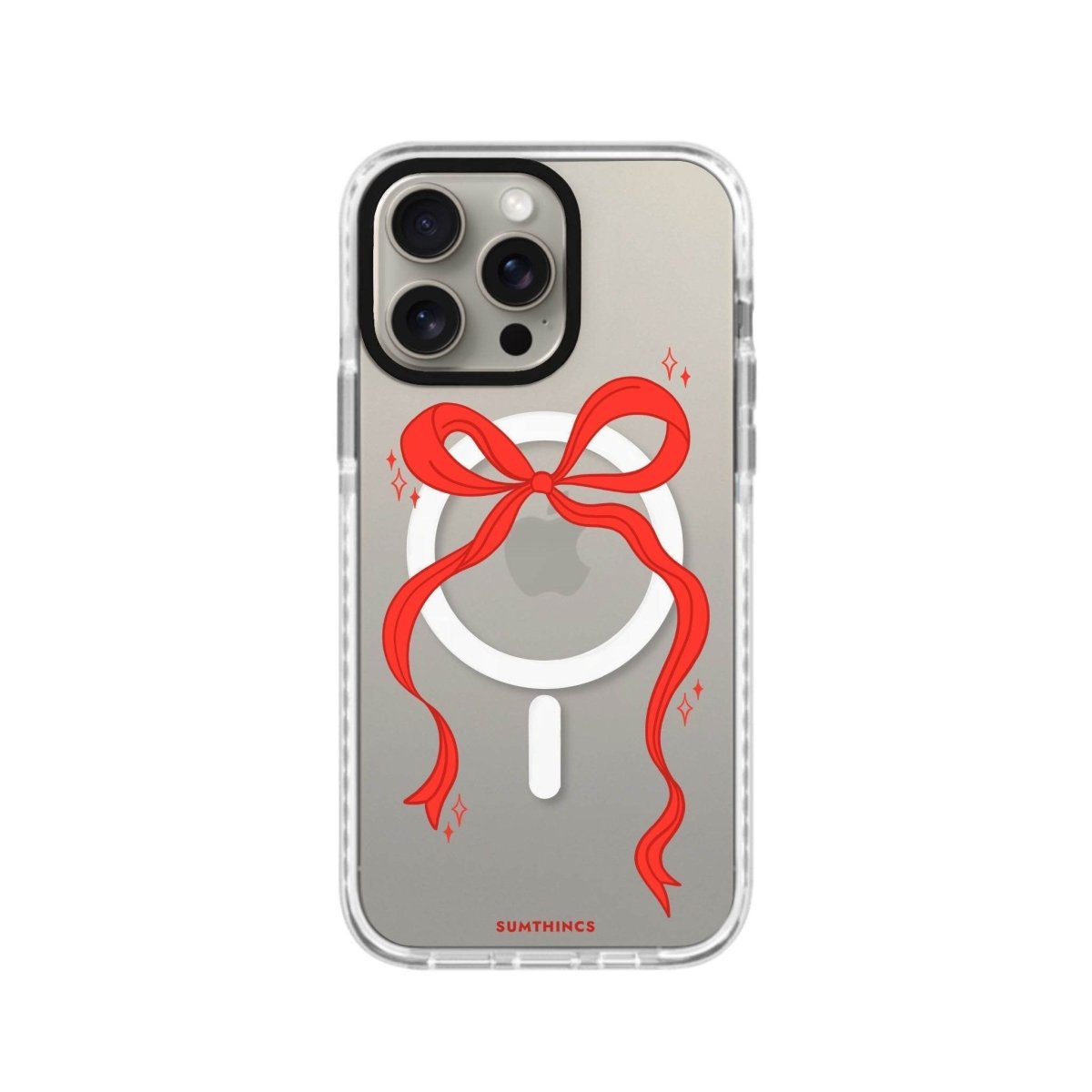 iPhone 14 Plus Red Bow Magsafe Procase Şeffaf Telefon Kılıfı Beyaz Şeffaf - SUMTHINCS