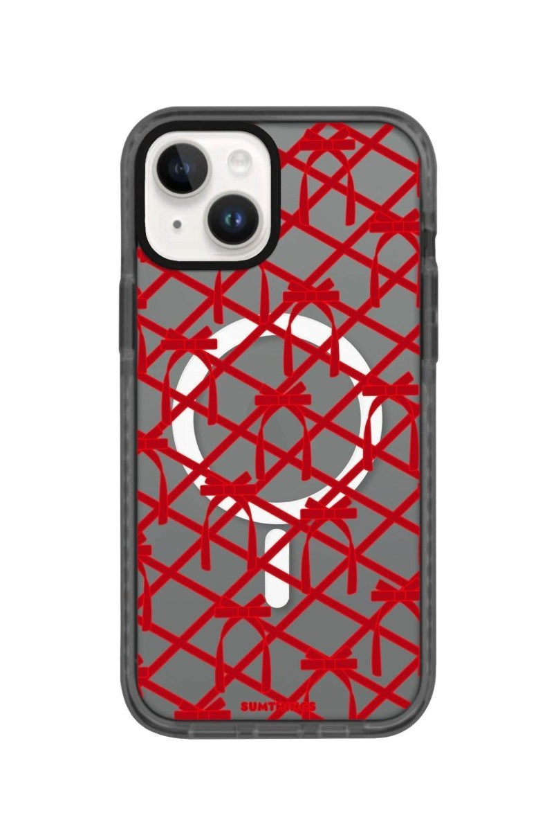 iPhone 14 Plus Ribbon Grid Magsafe Procase Şeffaf Telefon Kılıfı Antrasit - SUMTHINCS