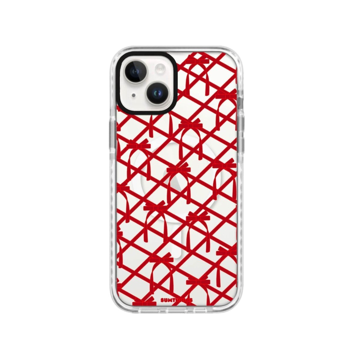 iPhone 14 Plus Ribbon Grid Magsafe Procase Şeffaf Telefon Kılıfı Beyaz Şeffaf - SUMTHINCS