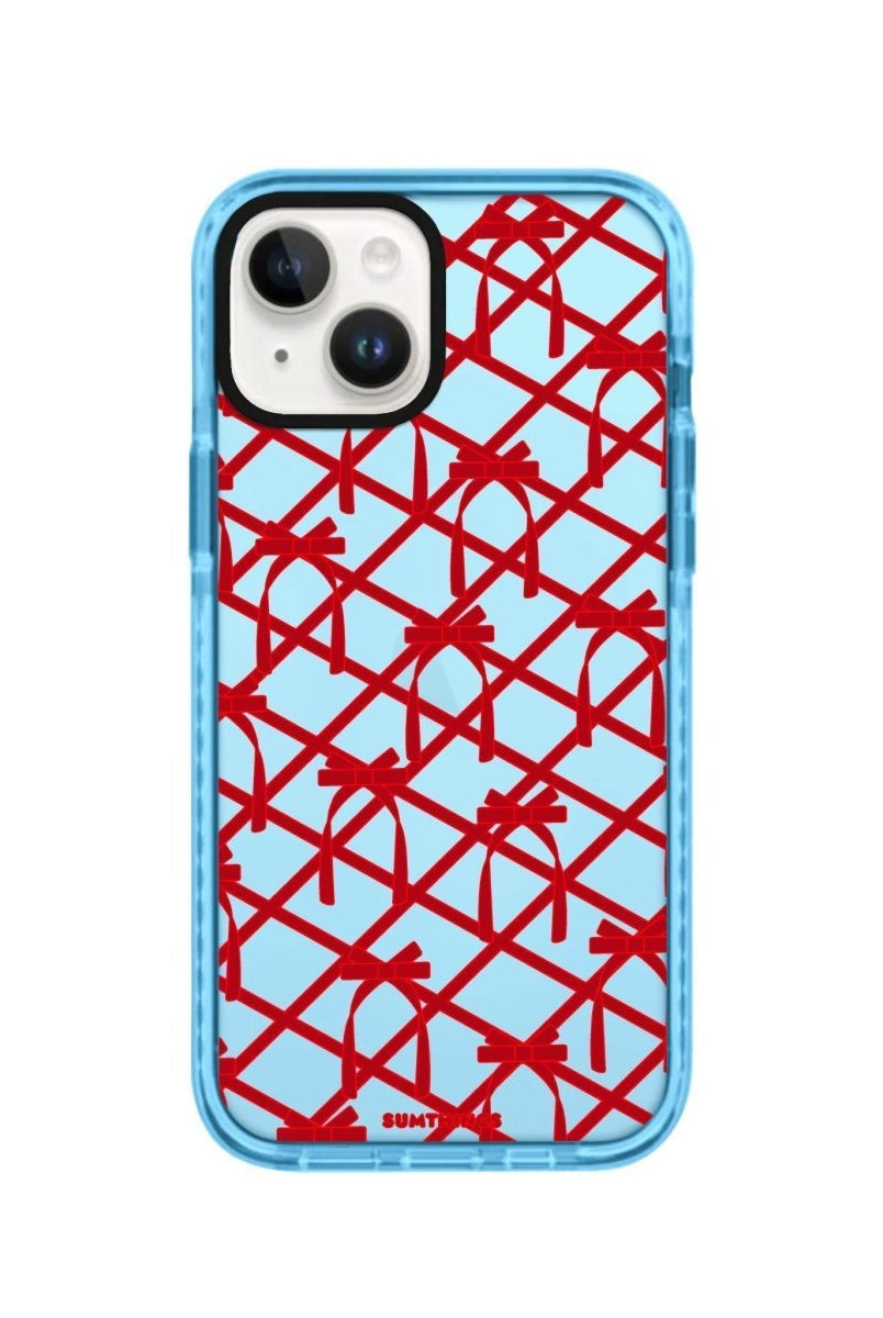 iPhone 14 Plus Ribbon Grid Procase Şeffaf Telefon Kılıfı Mavi - SUMTHINCS