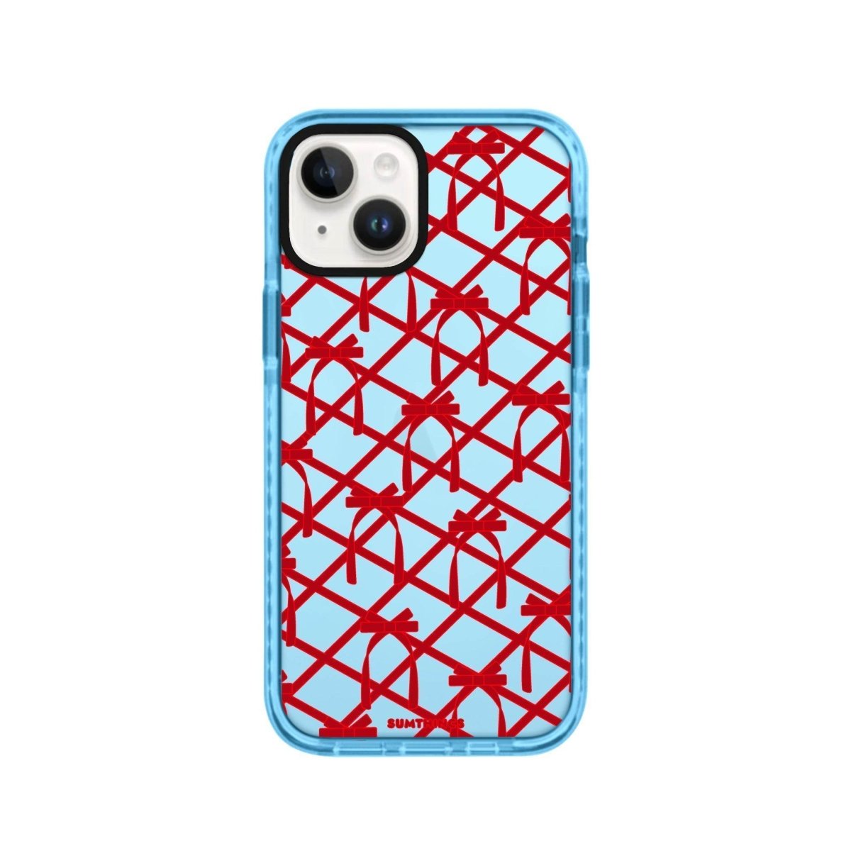 iPhone 14 Plus Ribbon Grid Procase Şeffaf Telefon Kılıfı Mavi - SUMTHINCS
