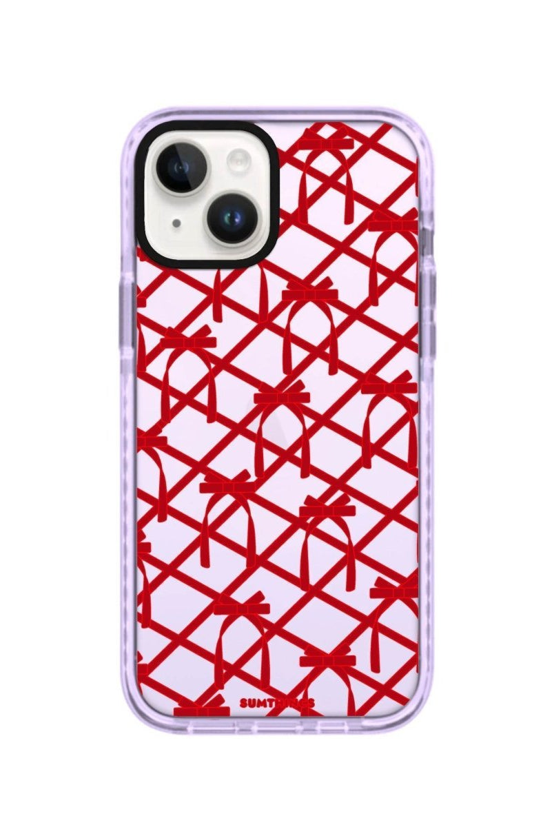 iPhone 14 Plus Ribbon Grid Procase Şeffaf Telefon Kılıfı Lila - SUMTHINCS