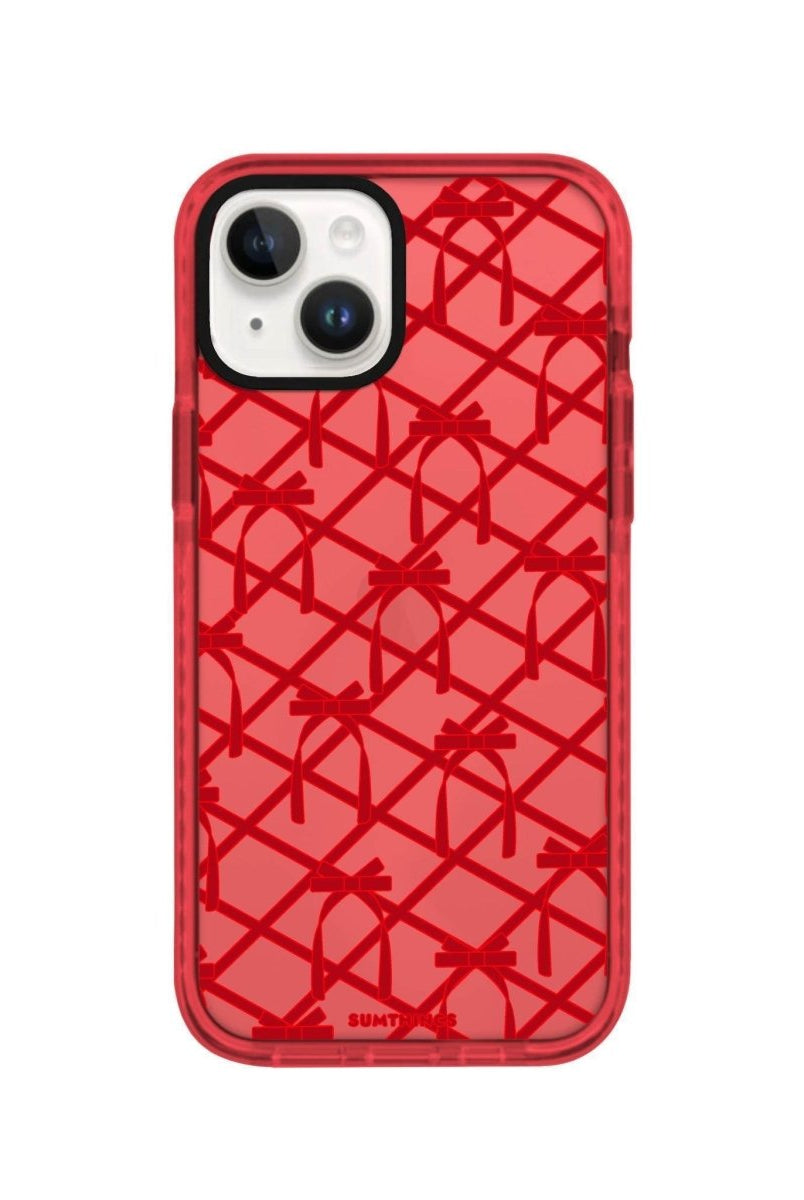 iPhone 14 Plus Ribbon Grid Procase Şeffaf Telefon Kılıfı Kırmızı - SUMTHINCS