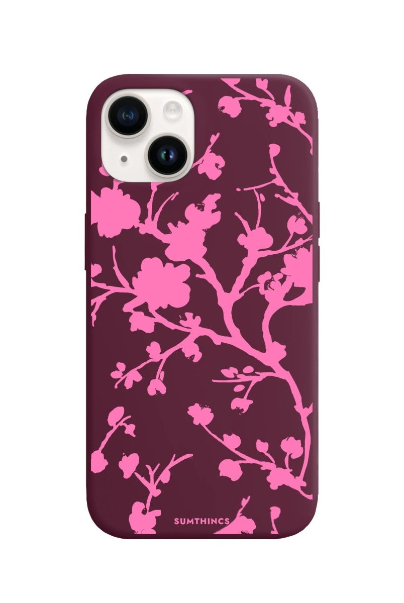 iPhone 14 Plus Sakura Premium Telefon Kılıfı Bordo - SUMTHINCS