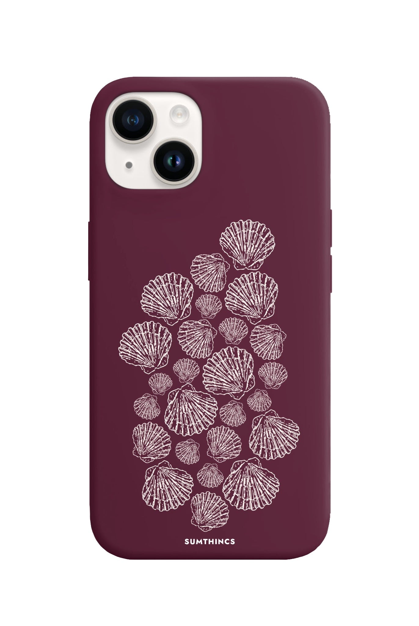 iPhone 14 Plus Shell Print Premium Telefon Kılıfı Bordo - SUMTHINCS