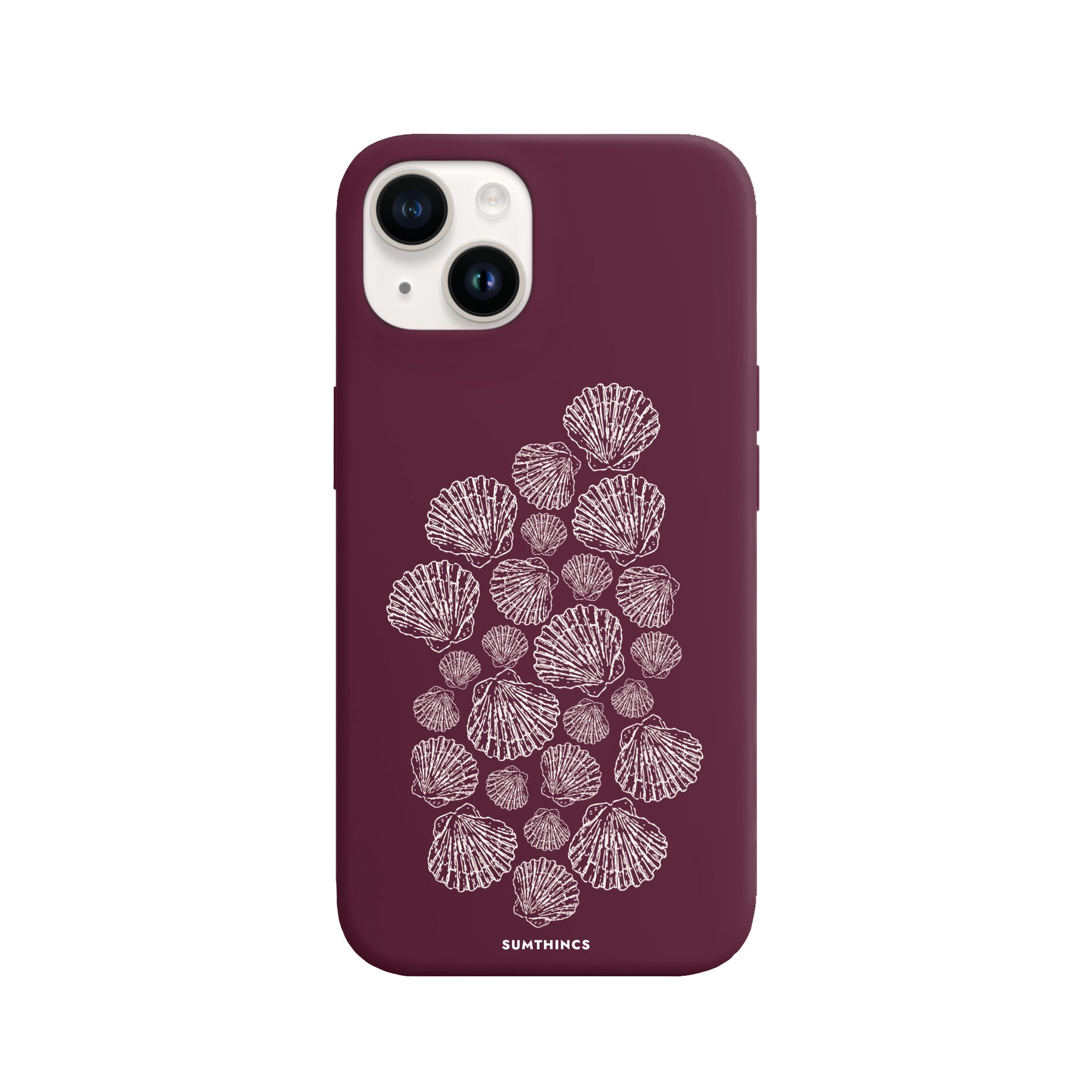 iPhone 14 Plus Shell Print Premium Telefon Kılıfı Bordo - SUMTHINCS