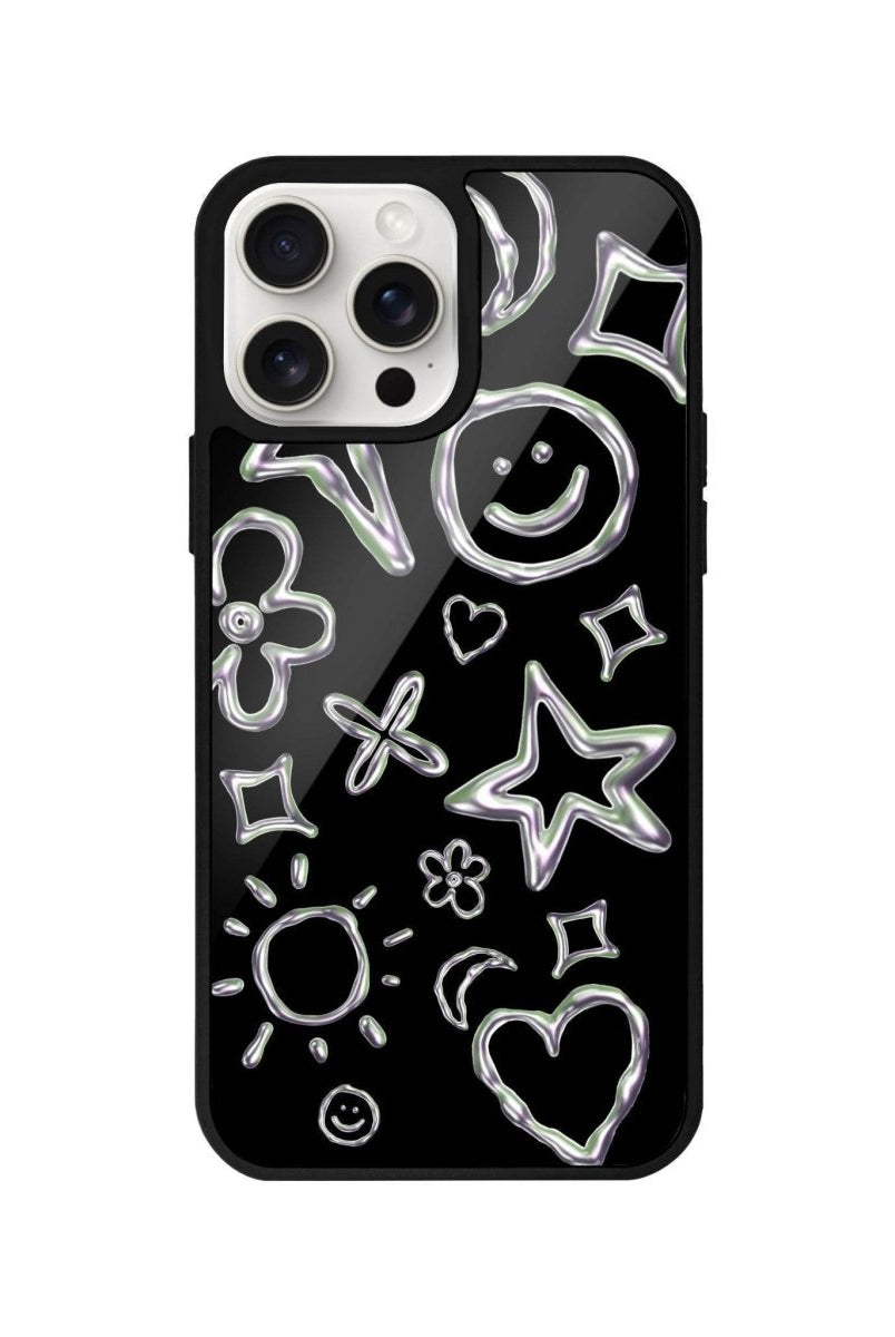 iPhone 14 Plus Silver Doodles Glossy Cam Telefon Kılıfı - SUMTHINCS