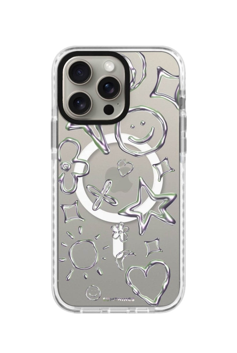 iPhone 14 Plus Silver Doodles Magsafe Procase Şeffaf Telefon Kılıfı Beyaz Şeffaf - SUMTHINCS
