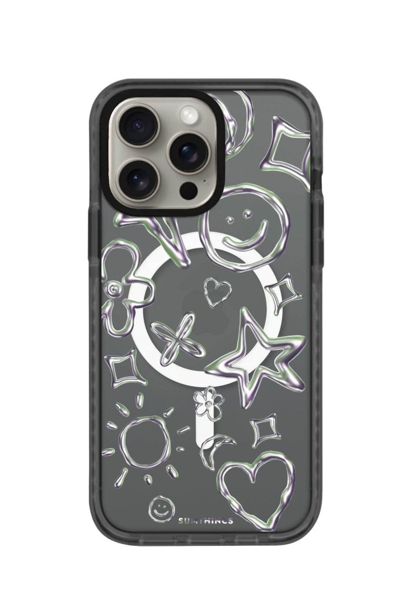 iPhone 14 Plus Silver Doodles Magsafe Procase Şeffaf Telefon Kılıfı Antrasit - SUMTHINCS