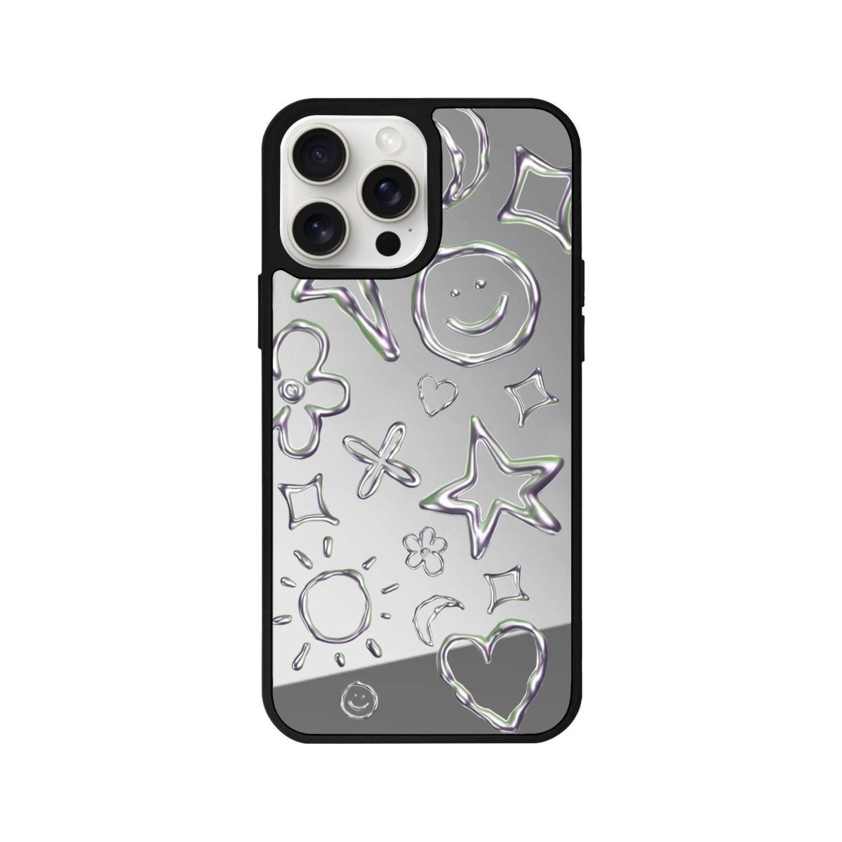 iPhone 14 Plus Silver Doodles Mirror Aynalı Telefon Kılıfı Gümüş - SUMTHINCS