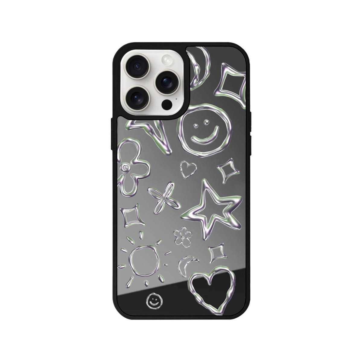 iPhone 14 Plus Silver Doodles Mirror Aynalı Telefon Kılıfı Antrasit - SUMTHINCS