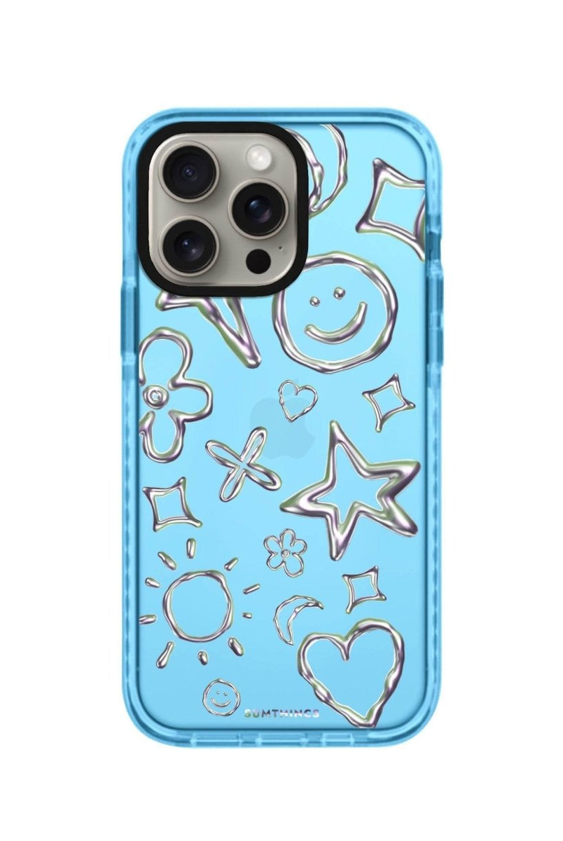 iPhone 14 Plus Silver Doodles Procase Şeffaf Telefon Kılıfı Mavi - SUMTHINCS