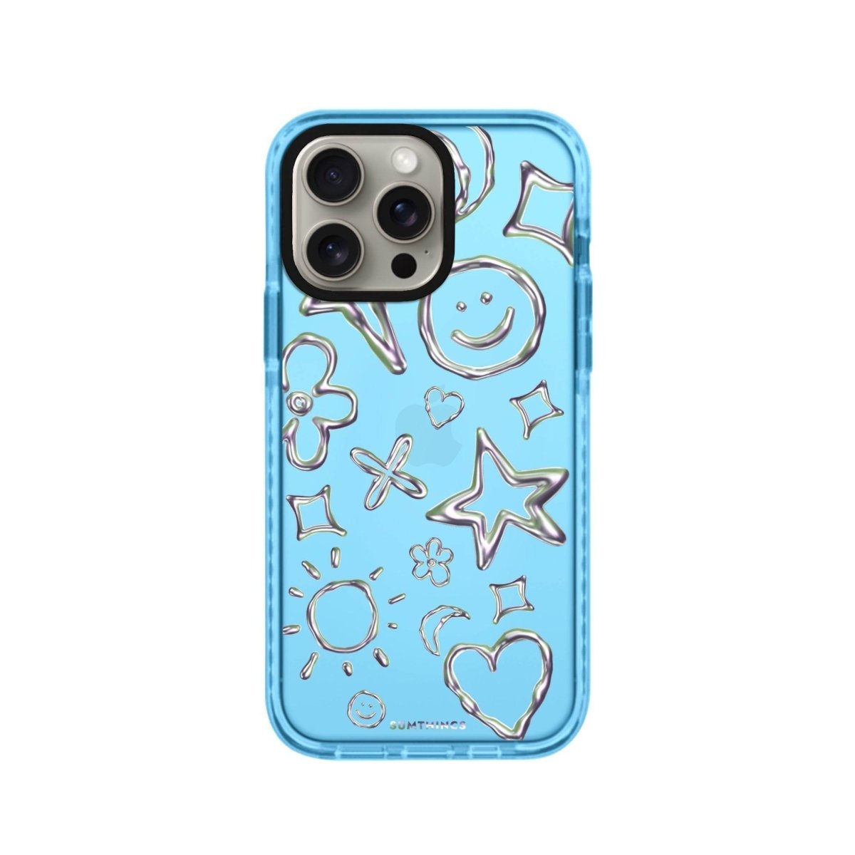 iPhone 14 Plus Silver Doodles Procase Şeffaf Telefon Kılıfı Mavi - SUMTHINCS