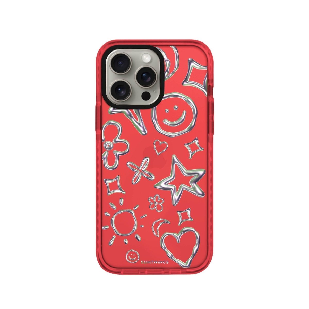 iPhone 14 Plus Silver Doodles Procase Şeffaf Telefon Kılıfı Kırmızı - SUMTHINCS