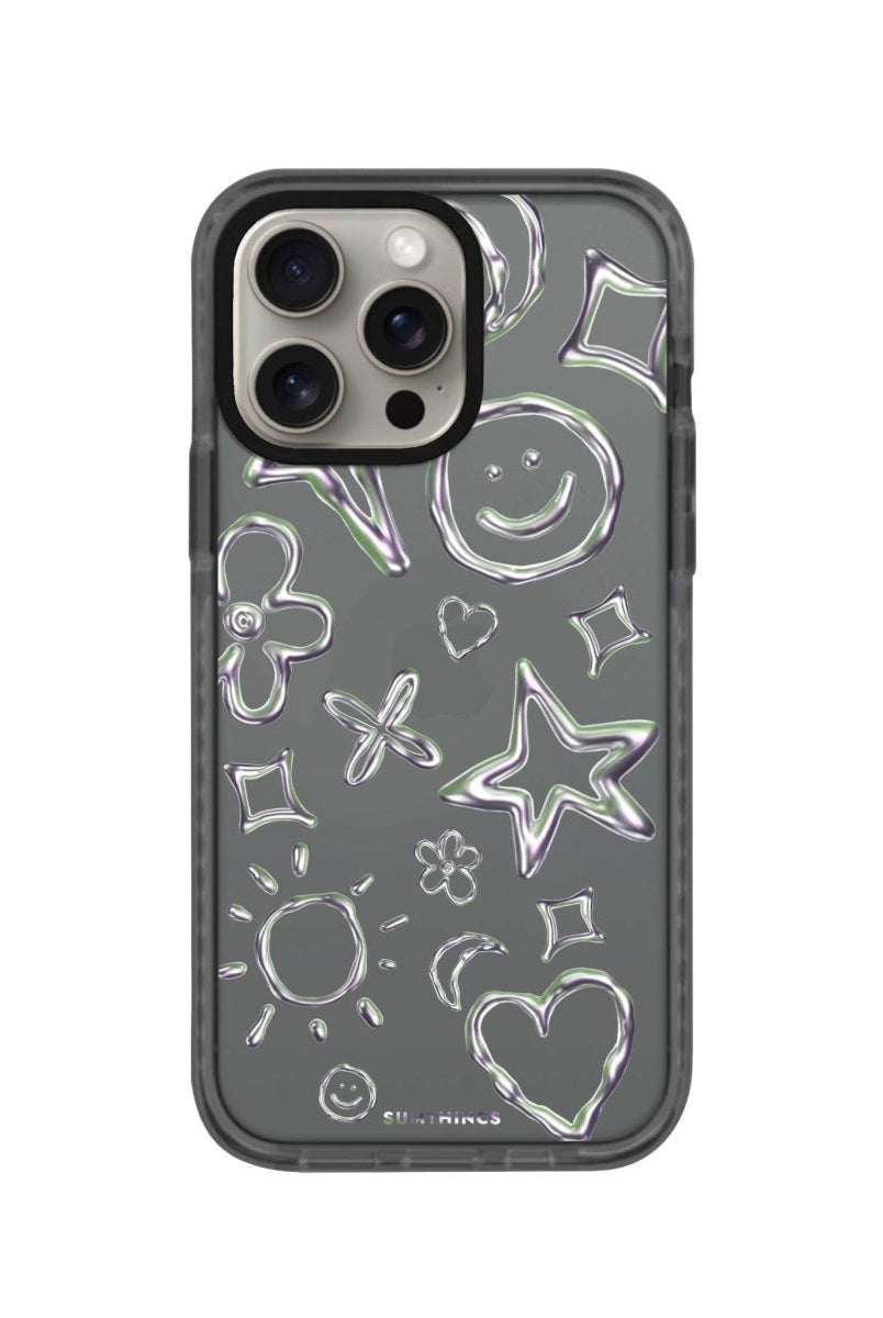 iPhone 14 Plus Silver Doodles Procase Şeffaf Telefon Kılıfı Antrasit - SUMTHINCS