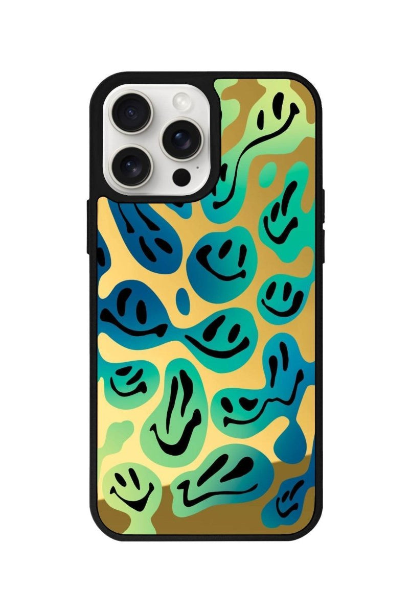 iPhone 14 Plus Smiley Mirror Aynalı Telefon Kılıfı Altın - SUMTHINCS