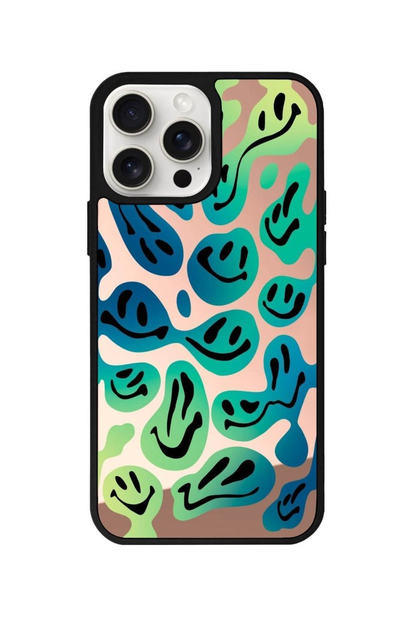 iPhone 14 Plus Smiley Mirror Aynalı Telefon Kılıfı Metalik Pembe - SUMTHINCS
