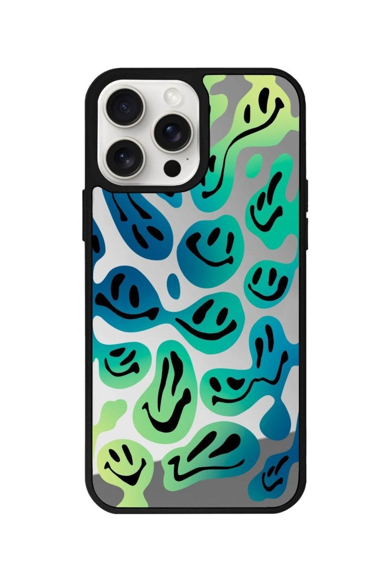 iPhone 14 Plus Smiley Mirror Aynalı Telefon Kılıfı Gümüş - SUMTHINCS