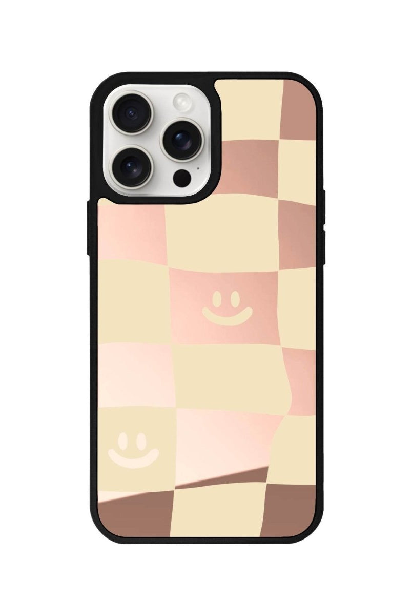 iPhone 14 Plus Smiling Check Mirror Aynalı Telefon Kılıfı Metalik Pembe - SUMTHINCS