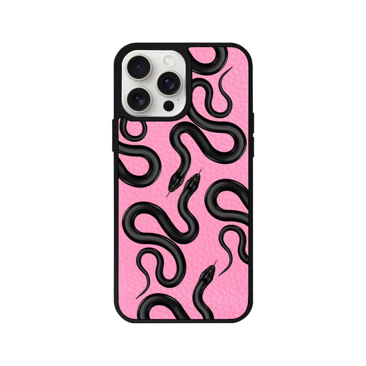 iPhone 14 Plus Snakes Leather Vegan Deri Telefon Kılıfı Pembe - SUMTHINCS