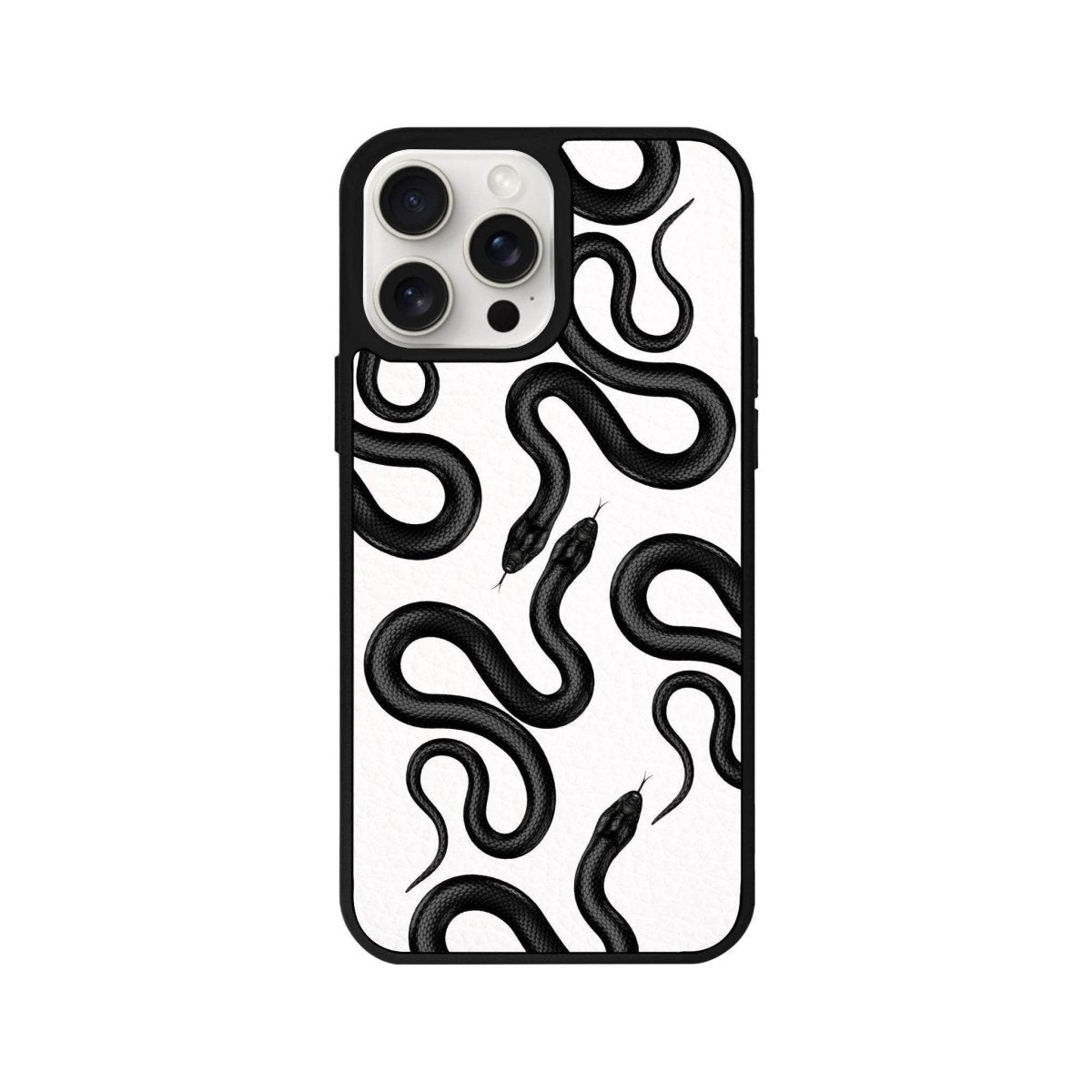 iPhone 14 Plus Snakes Leather Vegan Deri Telefon Kılıfı Beyaz - SUMTHINCS