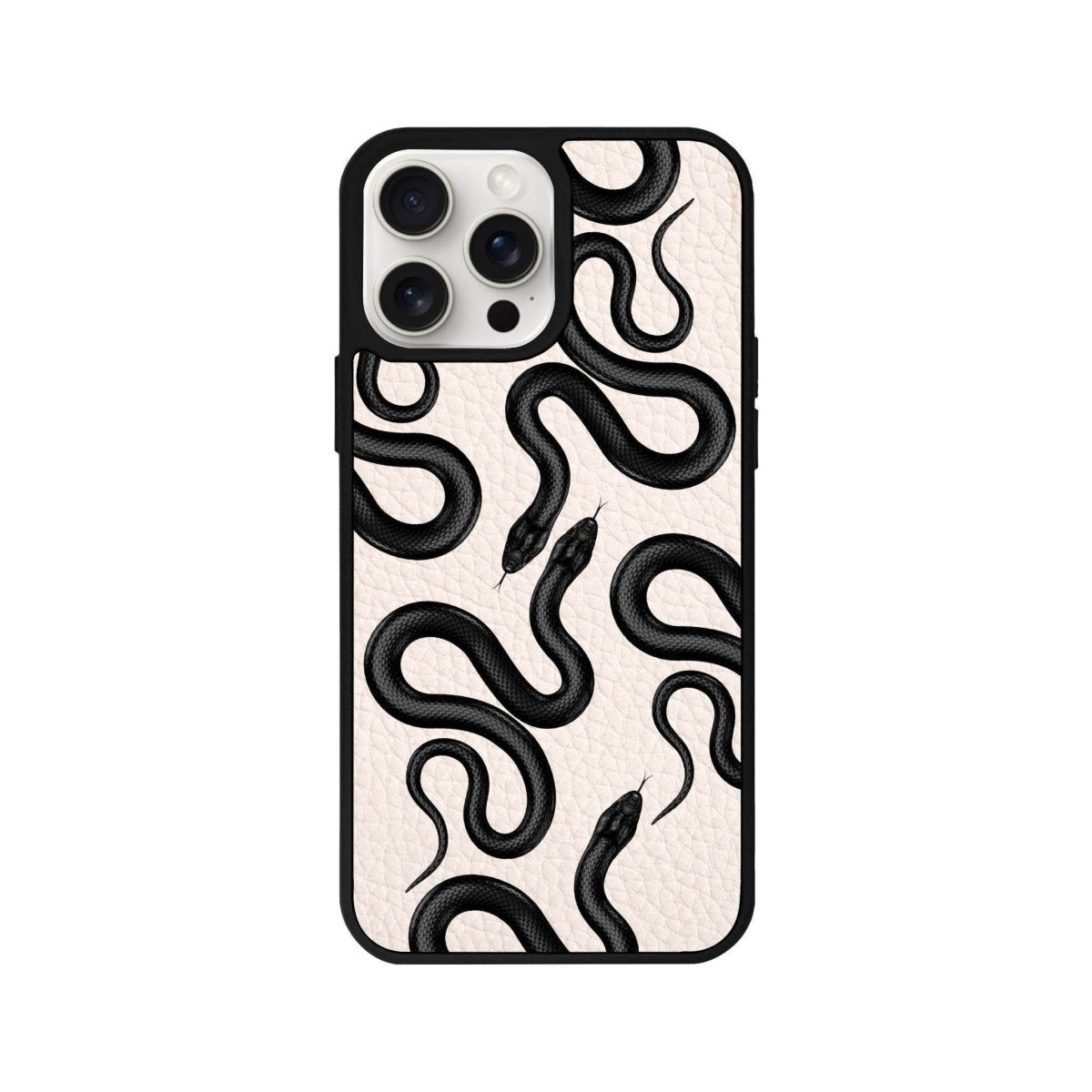 iPhone 14 Plus Snakes Leather Vegan Deri Telefon Kılıfı Bej - SUMTHINCS