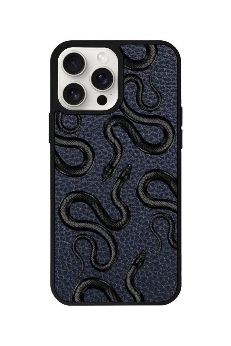 iPhone 14 Plus Snakes Leather Vegan Deri Telefon Kılıfı Pasifik Mavi - SUMTHINCS