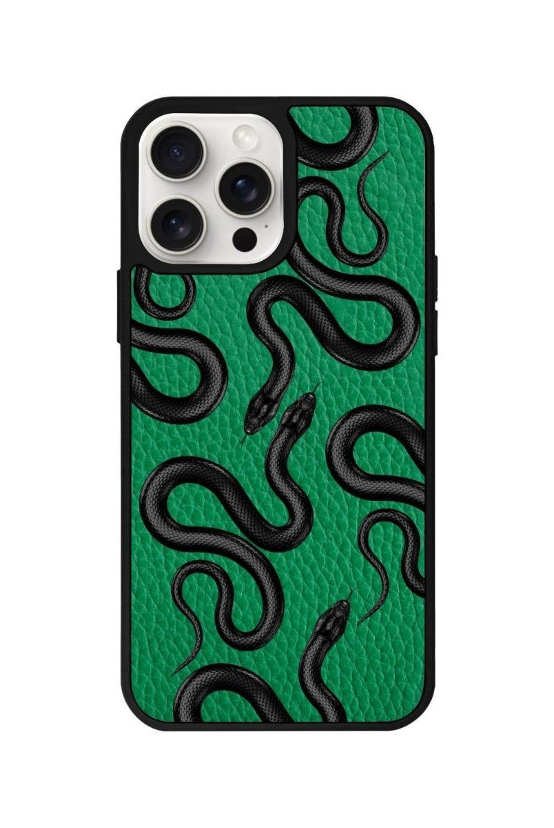 iPhone 14 Plus Snakes Leather Vegan Deri Telefon Kılıfı Yeşil - SUMTHINCS
