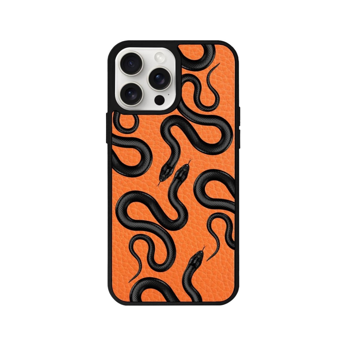 iPhone 14 Plus Snakes Leather Vegan Deri Telefon Kılıfı Turuncu - SUMTHINCS