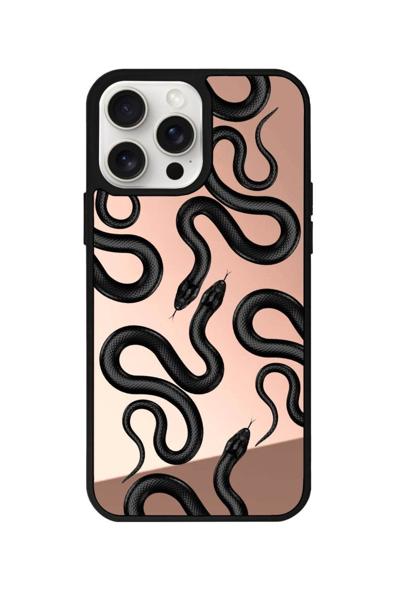 iPhone 14 Plus Snakes Mirror Aynalı Telefon Kılıfı Metalik Pembe - SUMTHINCS