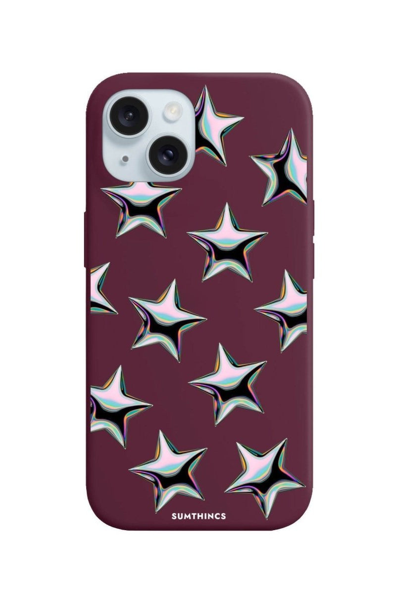 iPhone 14 Plus Stars Premium Telefon Kılıfı Bordo - SUMTHINCS