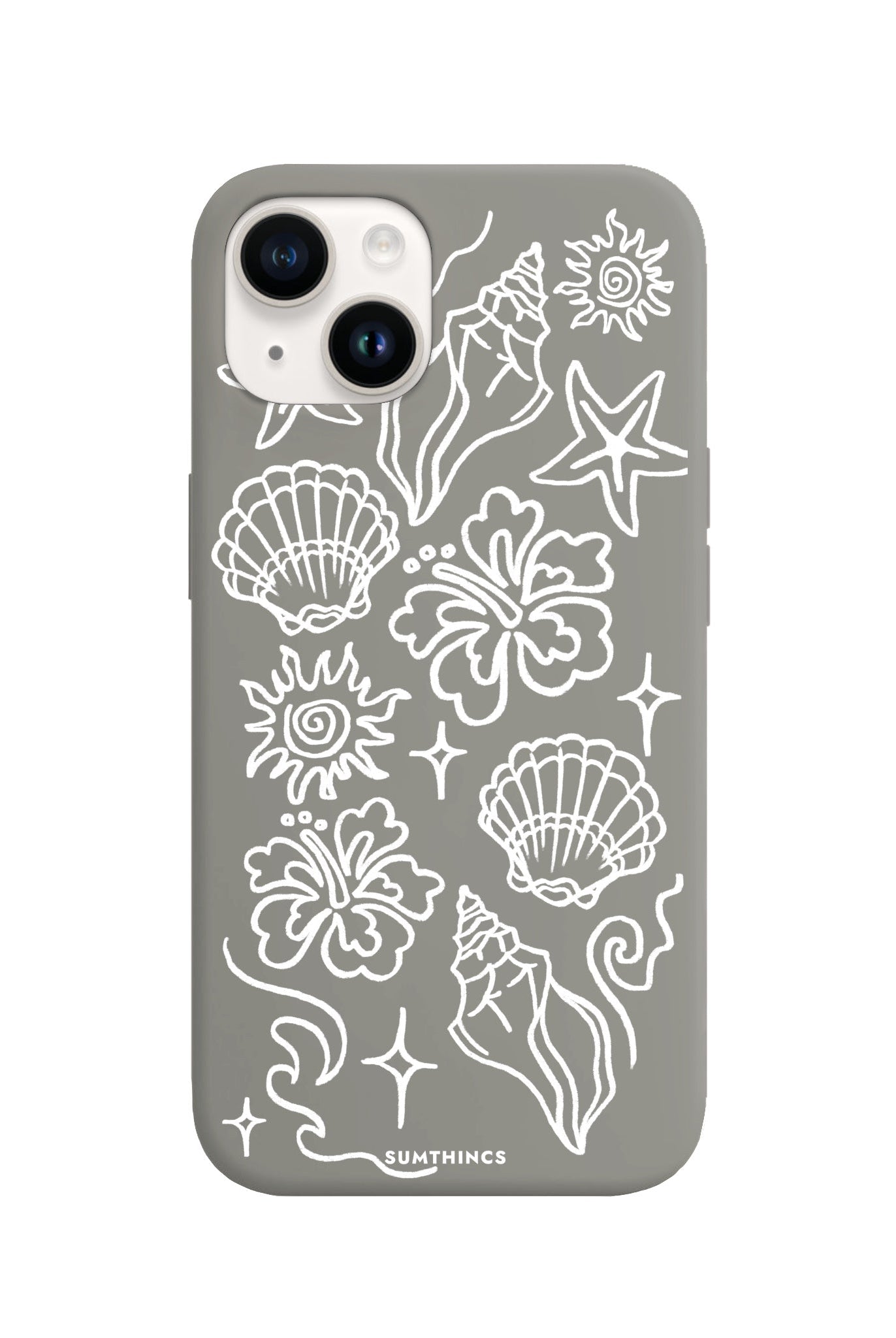 iPhone 14 Plus Summer Sketch Premium Telefon Kılıfı Gri - SUMTHINCS