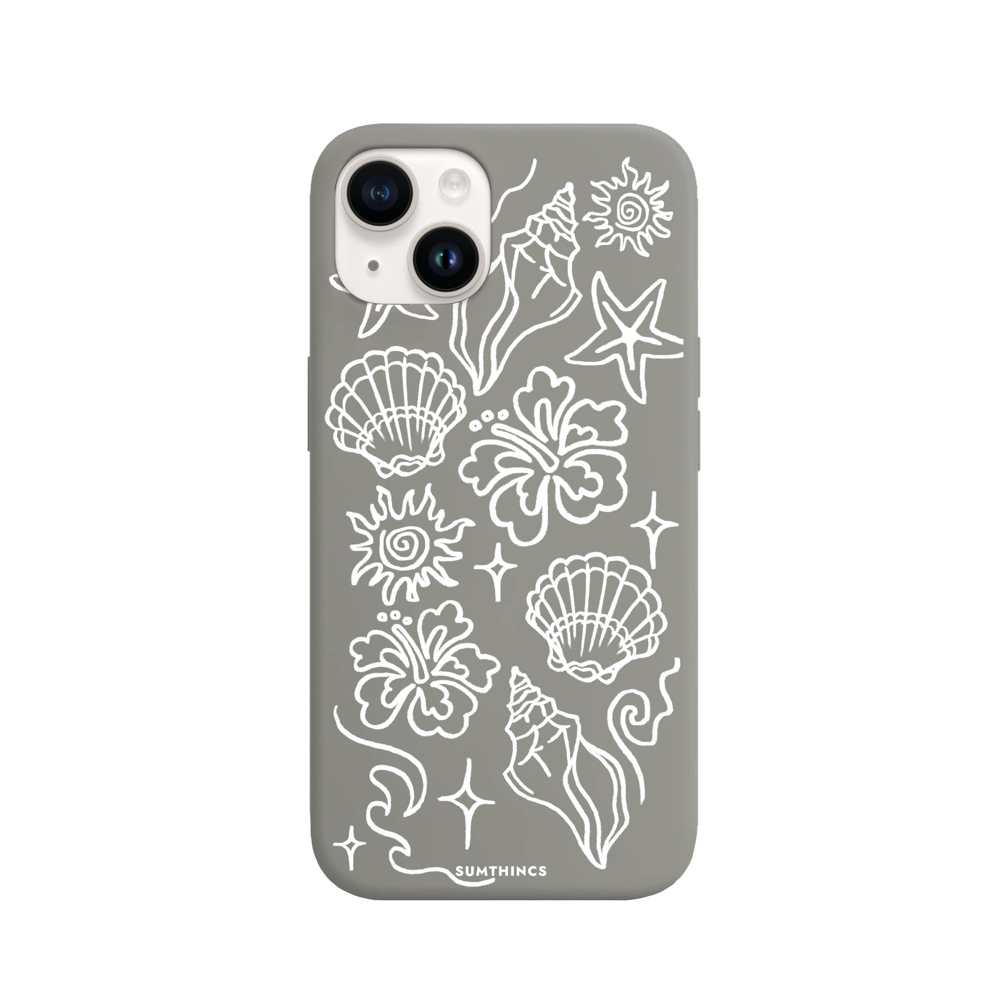 iPhone 14 Plus Summer Sketch Premium Telefon Kılıfı Gri - SUMTHINCS