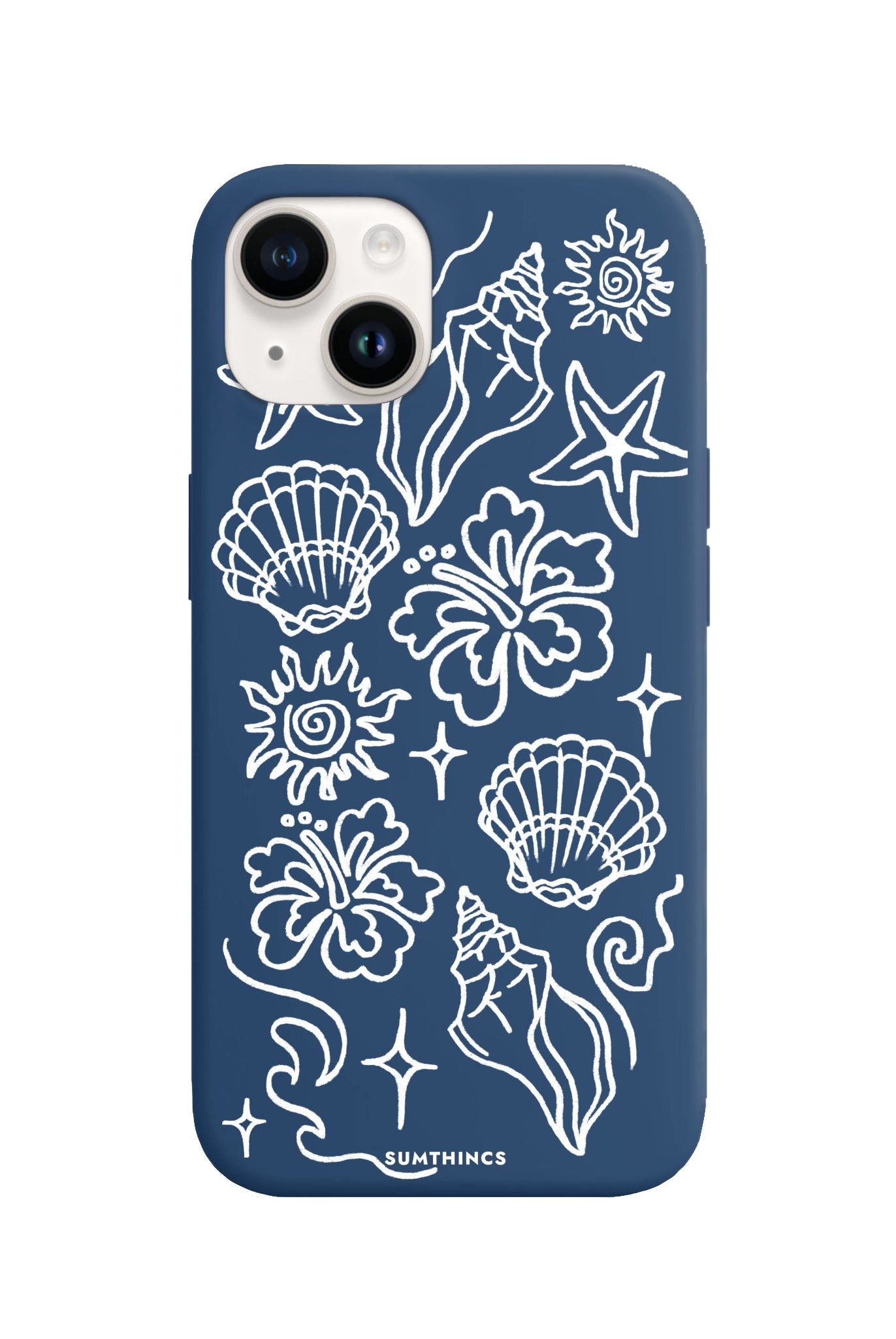 iPhone 14 Plus Summer Sketch Premium Telefon Kılıfı Pasifik Mavi - SUMTHINCS