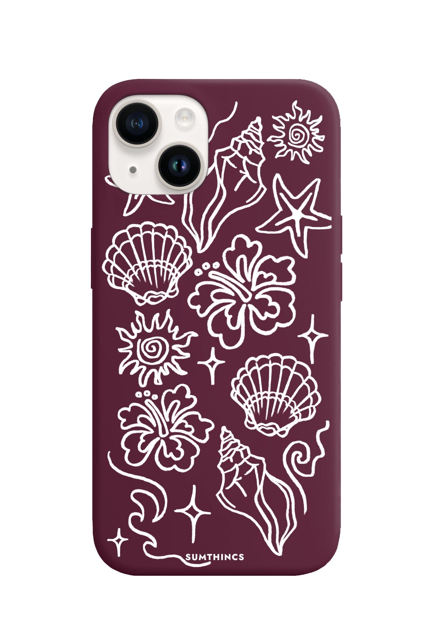 iPhone 14 Plus Summer Sketch Premium Telefon Kılıfı Bordo - SUMTHINCS