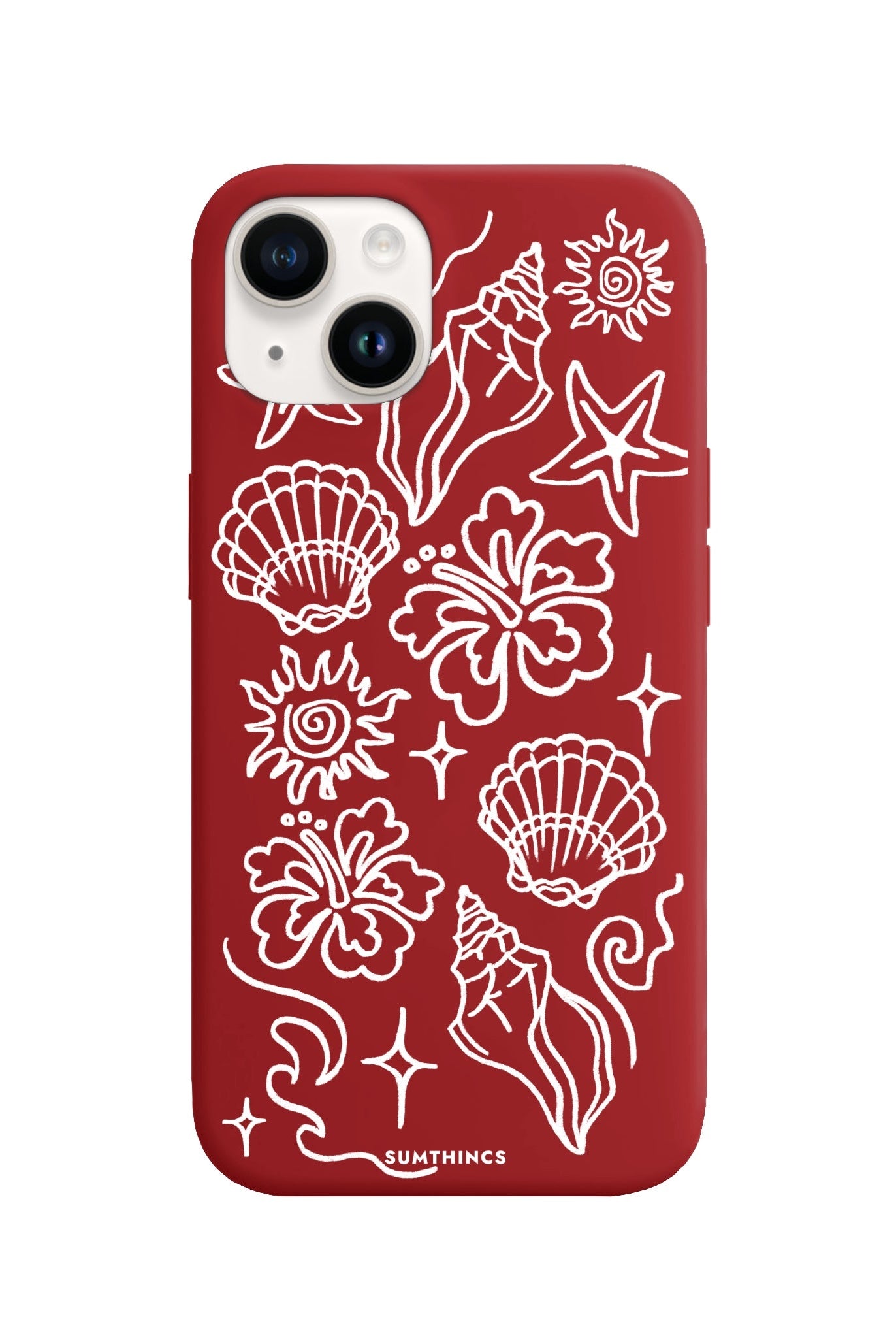 iPhone 14 Plus Summer Sketch Premium Telefon Kılıfı Kırmızı - SUMTHINCS