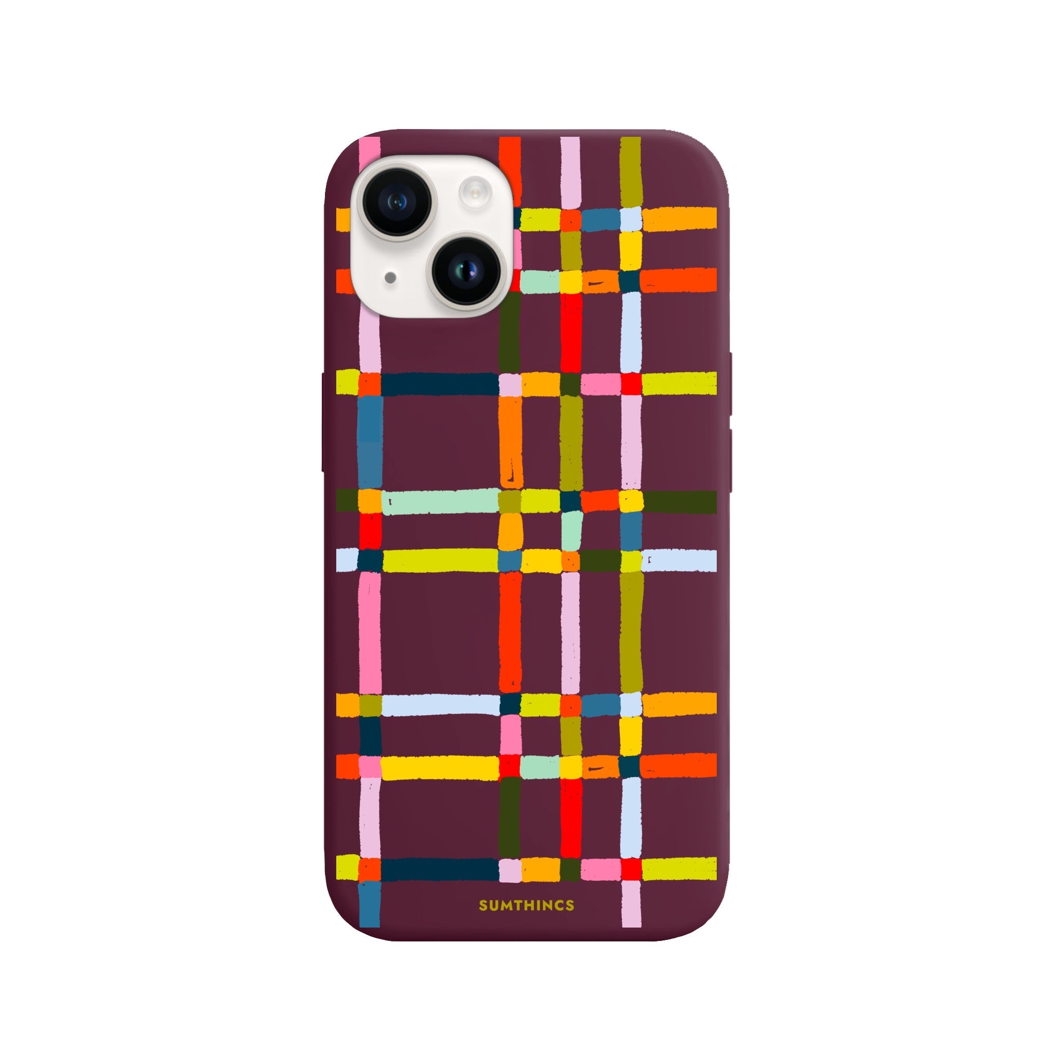 iPhone 14 Plus Sunny Stripes Premium Telefon Kılıfı Bordo - SUMTHINCS