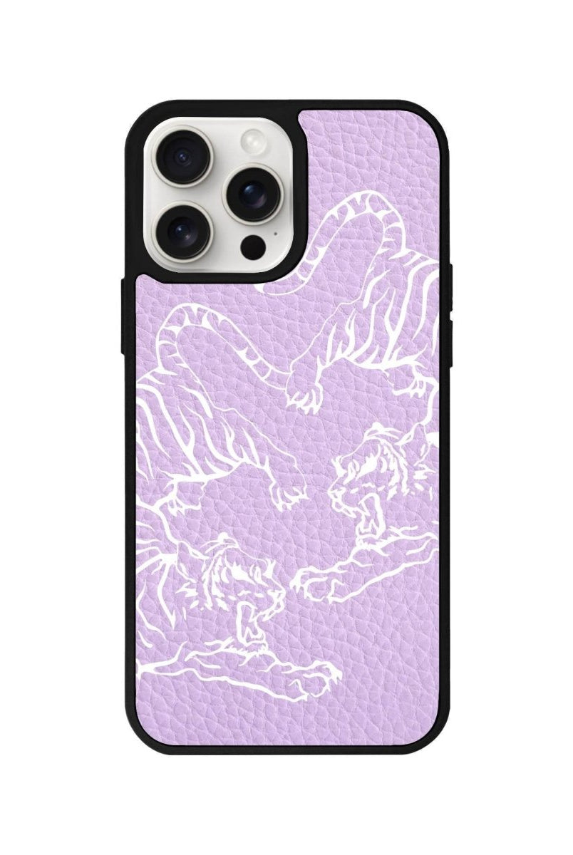 iPhone 14 Plus Tigers Leather Vegan Deri Telefon Kılıfı Lila - SUMTHINCS